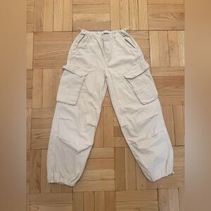 Zara Cream Parachute Cargo Jeans with Drawstring Waist Age 11-12 (girls)